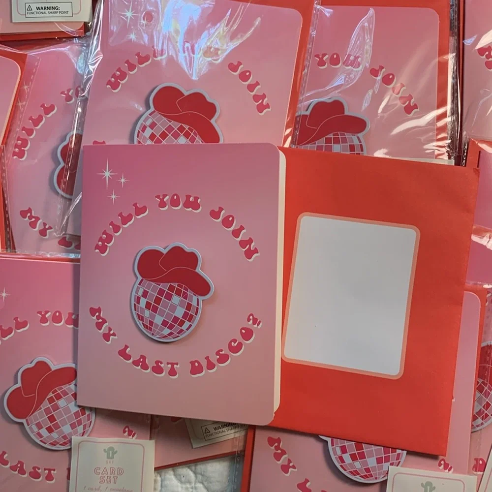 Last Disco 30 Pc blank note Card invitation W/Disco ball pin & Envelopes NEW